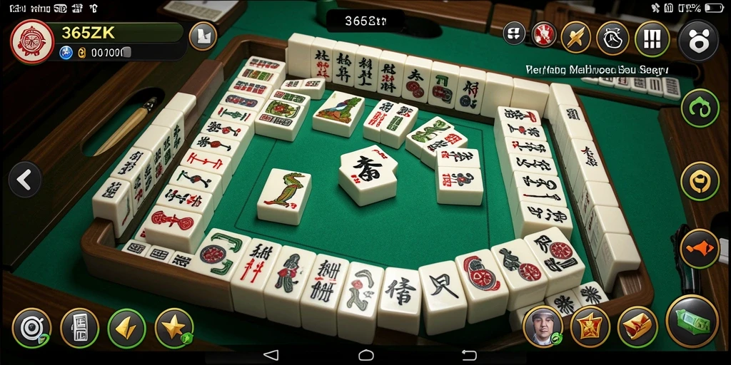 Tampilan gameplay <strong>365ZK</strong> yang penuh aksi Mahjong.