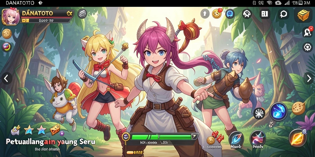 Screenshot gameplay DANATOTO yang menampilkan pertempuran seru.
