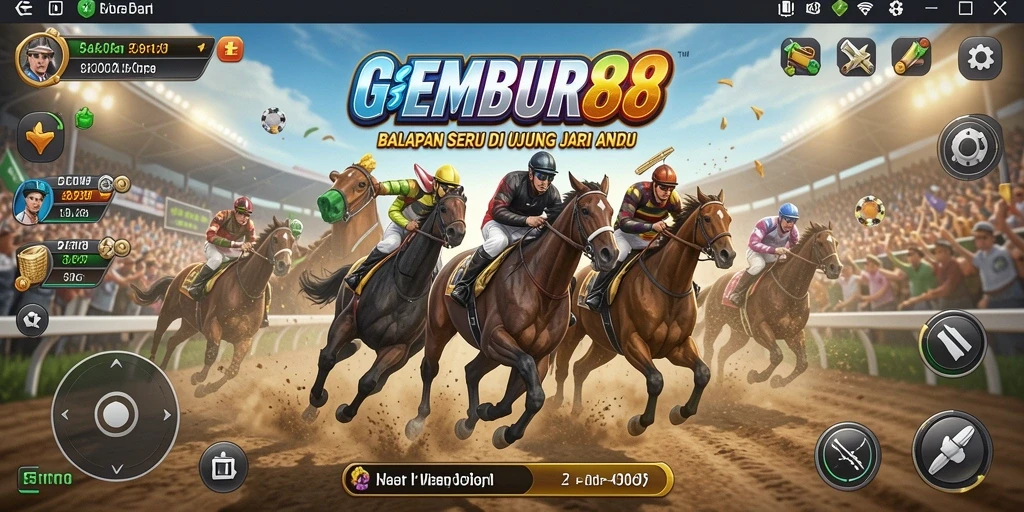 Screenshot gameplay menampilkan aksi balapan yang mendebarkan.