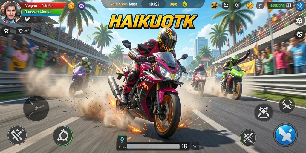 Tampilan aktivitas balapan motor yang mendebarkan.