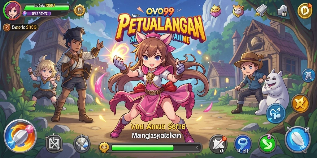 Tampilan gameplay seru di dunia OVO99 yang penuh warna.